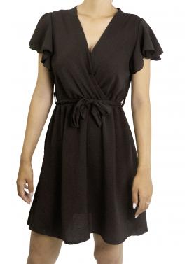 Vestito corto con fiocco scollo a V